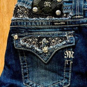 Miss Me Bootcut Jeans with Studded Flap Pockets